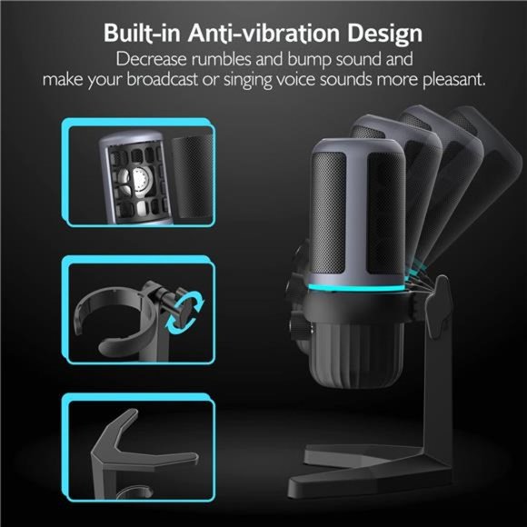 USB Microphone, Condenser Mic for PC/Laptop with Volume Control and Mute Button - Picture 4 of 6